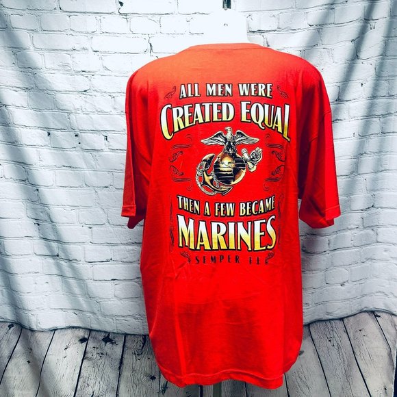 Marines Semper Fi Red T-Shirt 2XL Bayside True American Made USMC Logo - Picture 1 of 9
